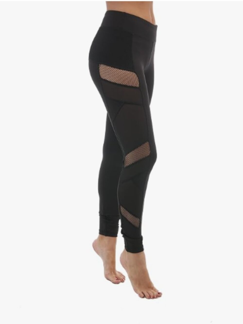 Ankle-length workout pants with see through side netting-size L